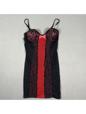Women’s Lingerie Slip Red Black Lace Up Goth Vintage